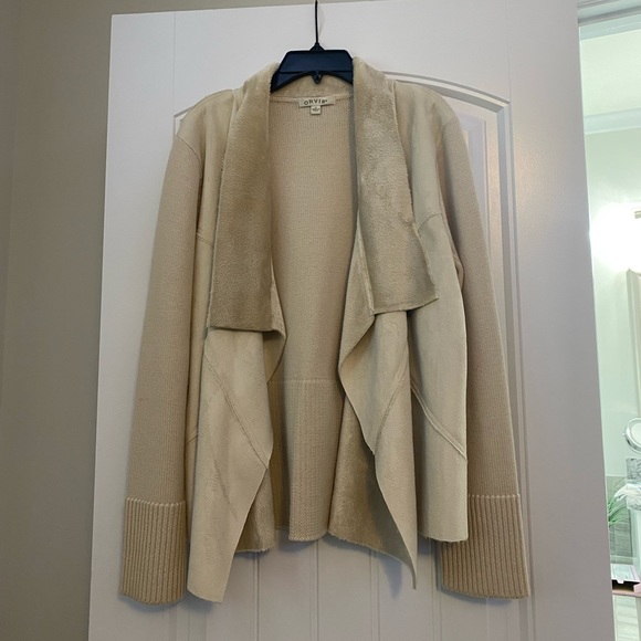 Orvis Faux Fur Cardigan Sweater 